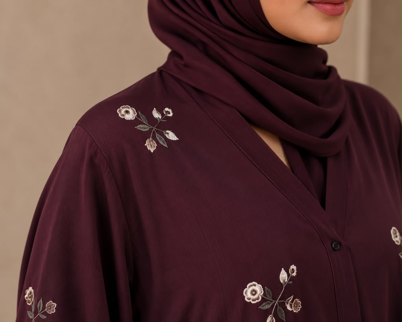 Luxury Floral Embroidered Front Open Abaya (TikTok Fabric)