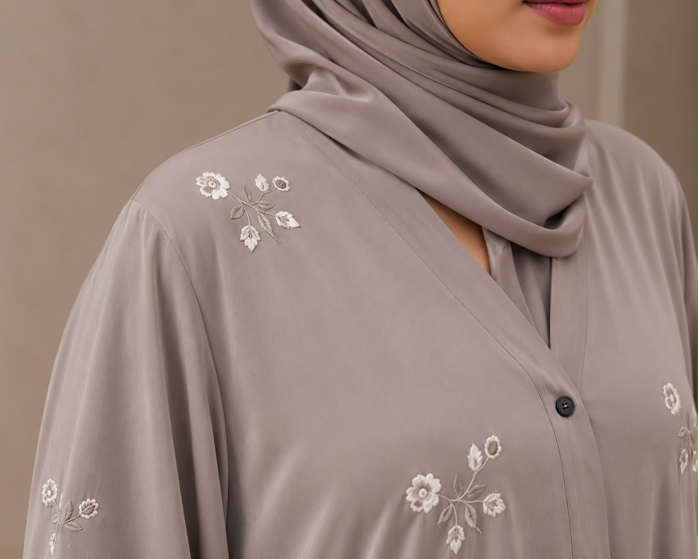 Luxury Floral Embroidered Front Open Abaya (TikTok Fabric)