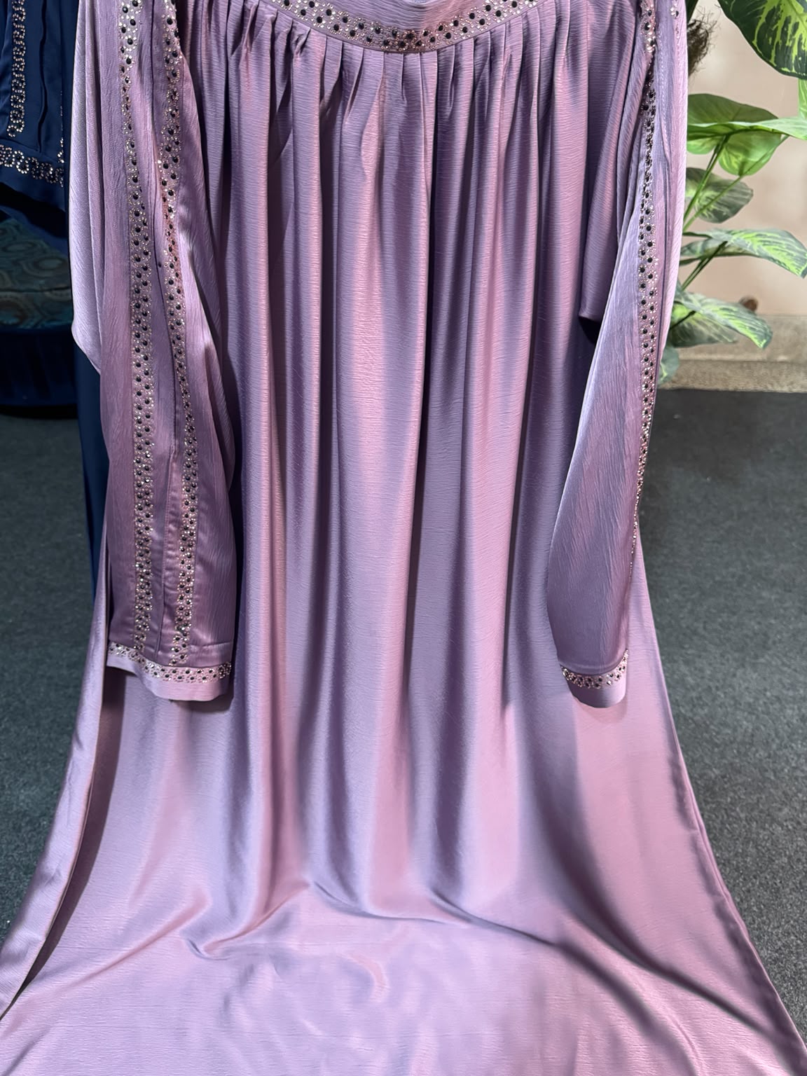 Luxury Premium Nida Embellished Abaya – Crystal Stone Work Modest Maxi Dress
