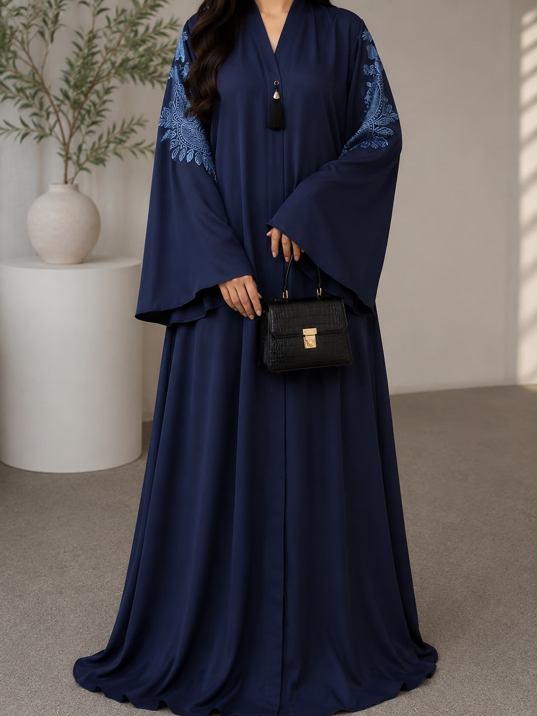 Premium Nida Embroidered Abaya (Bell Sleeves)