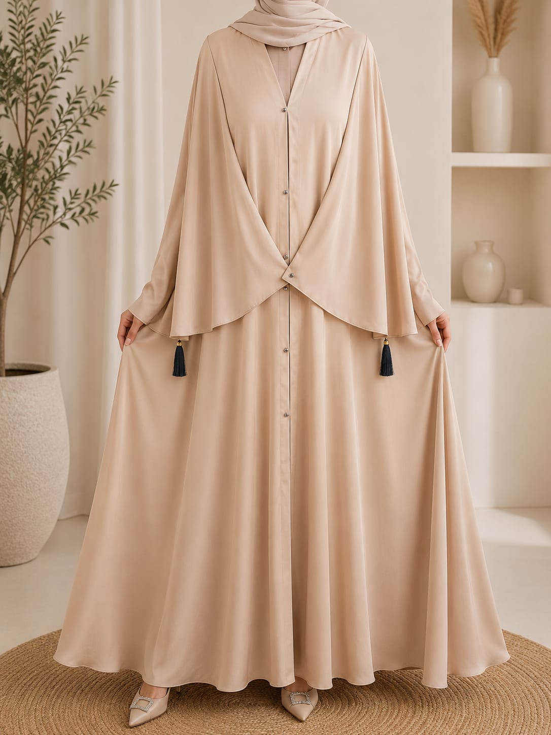 Premium Butterfly Style Front Open Plain Abaya