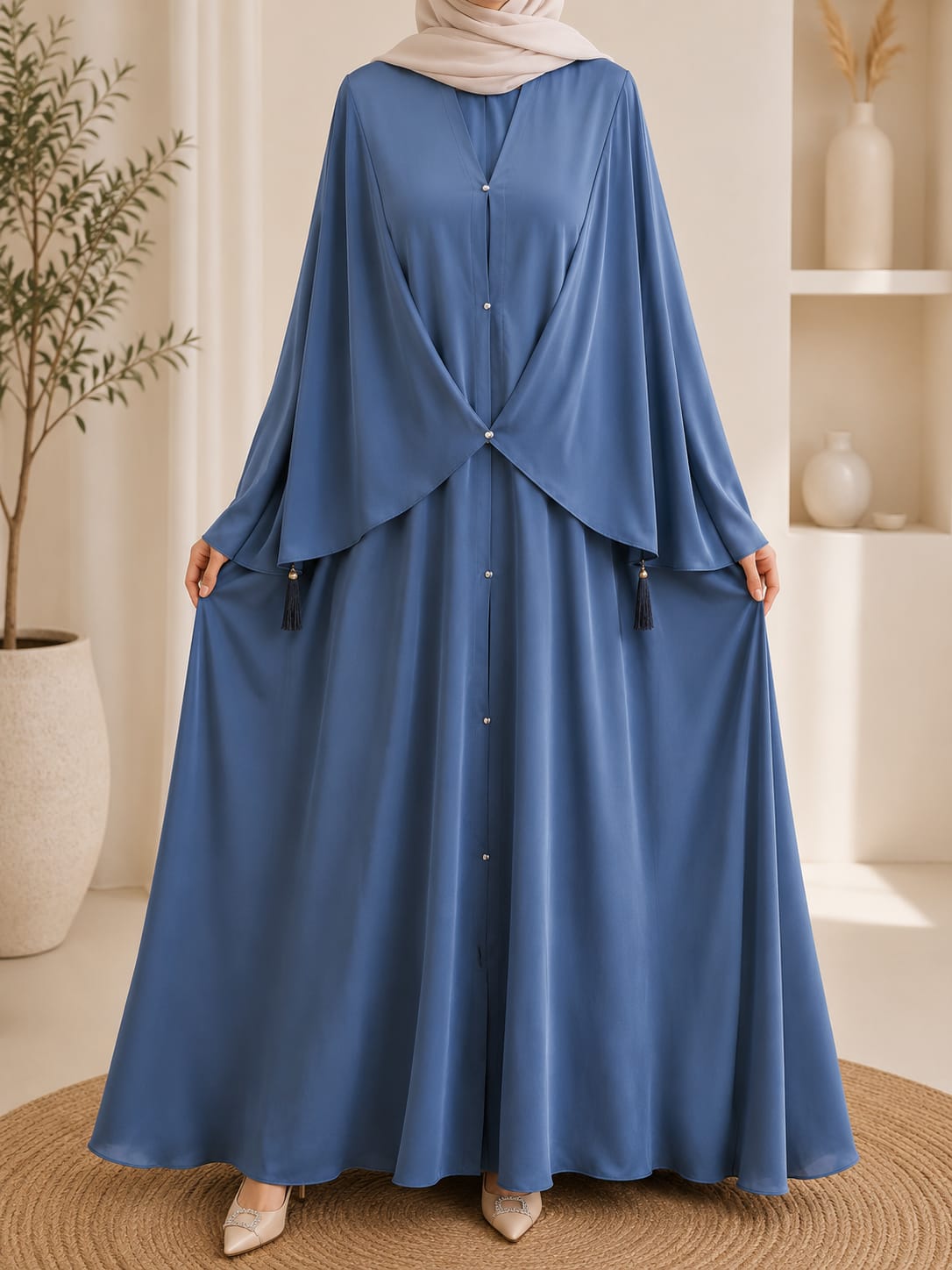 Premium Butterfly Style Front Open Plain Abaya