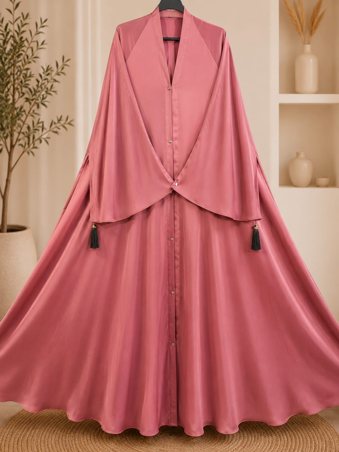 Premium Butterfly Style Front Open Plain Abaya