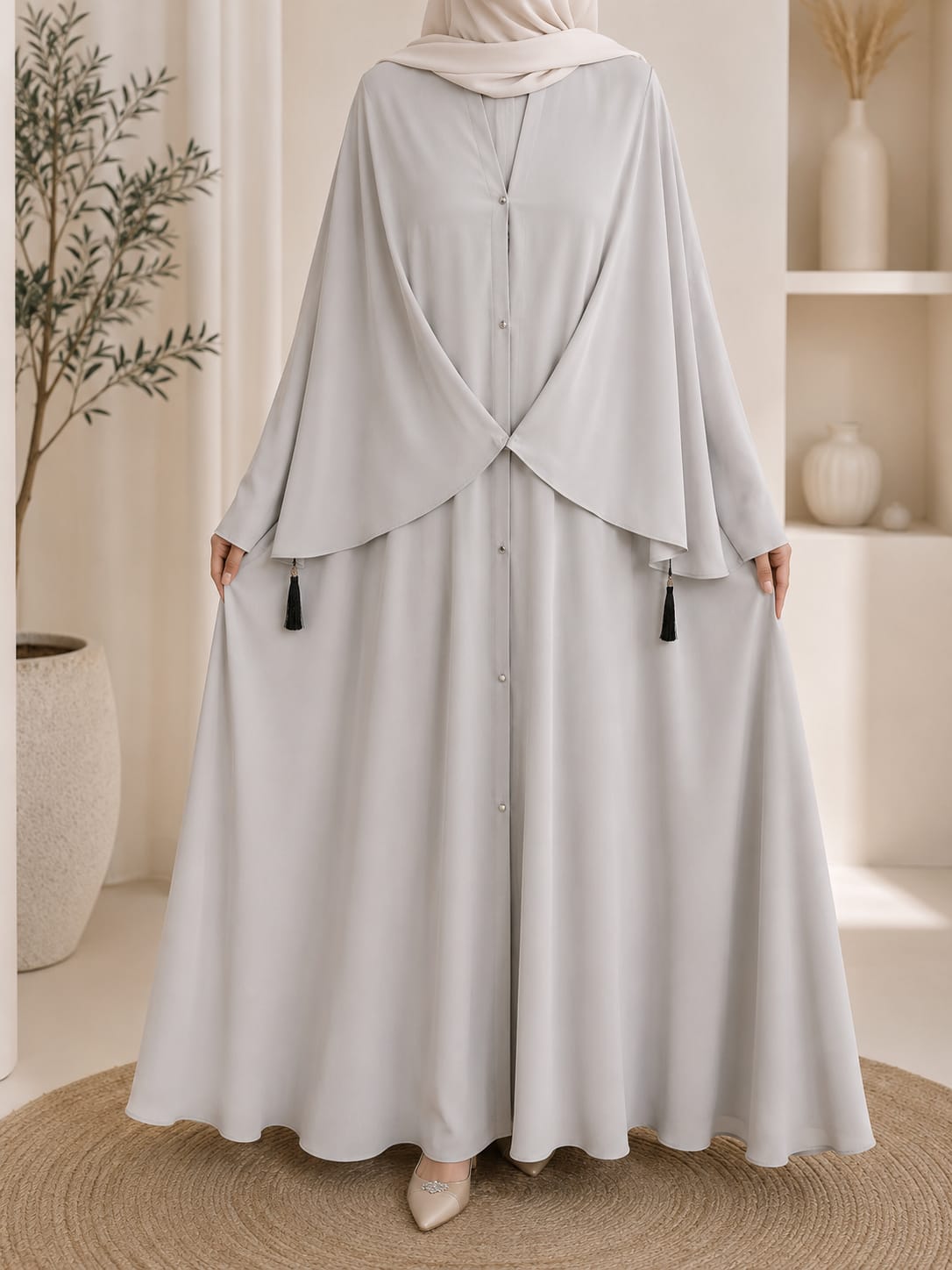Premium Butterfly Style Front Open Plain Abaya