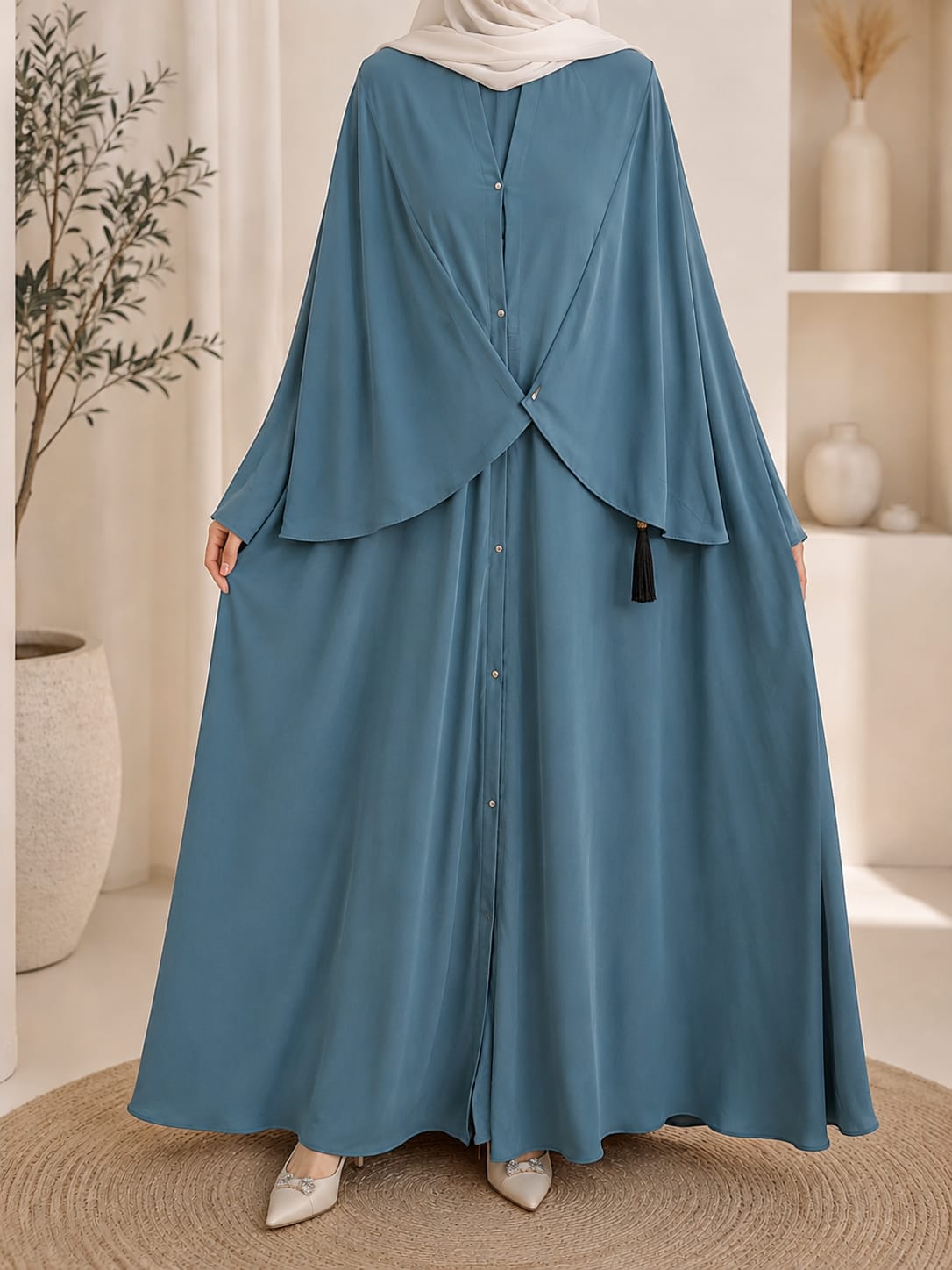 Premium Butterfly Style Front Open Plain Abaya