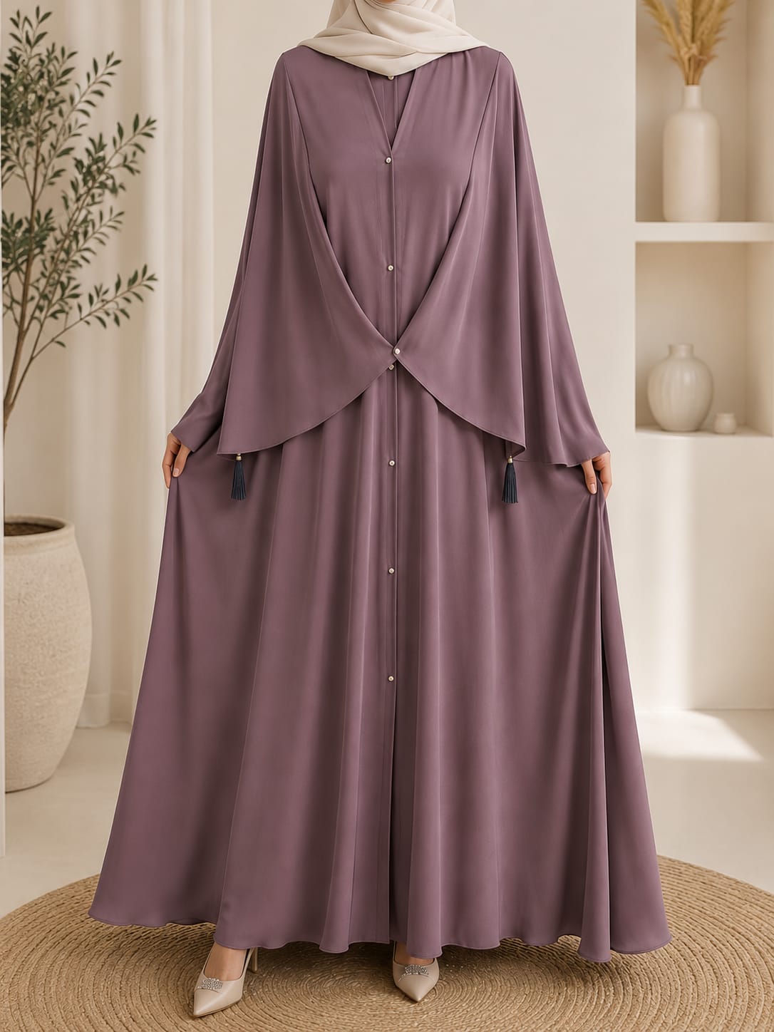 Premium Butterfly Style Front Open Plain Abaya